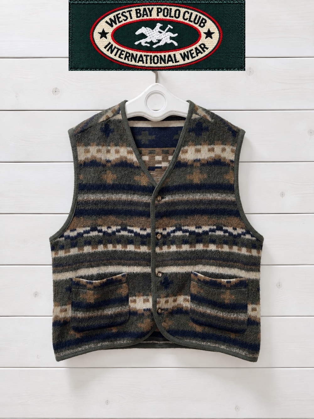 West Bay Polo Club Vintage Wool Vest – Men’s L